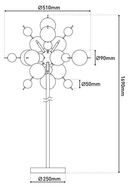 Näve Lampa stojąca Explosion, multikolor, salon / jadalnia, szkło