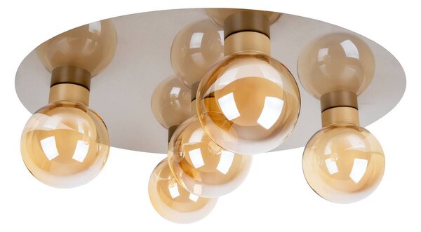 Näve Lampa sufitowa Donika, możliwość ściemniania, kremowy / amber, salon / jadalnia, szkło