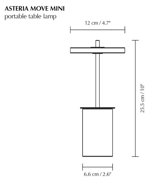 UMAGE Lampa stołowa design Asteria MOVE MINI, możliwość ściemniania, mosiężny / złoty, salon / jadalnia, kamień, design
