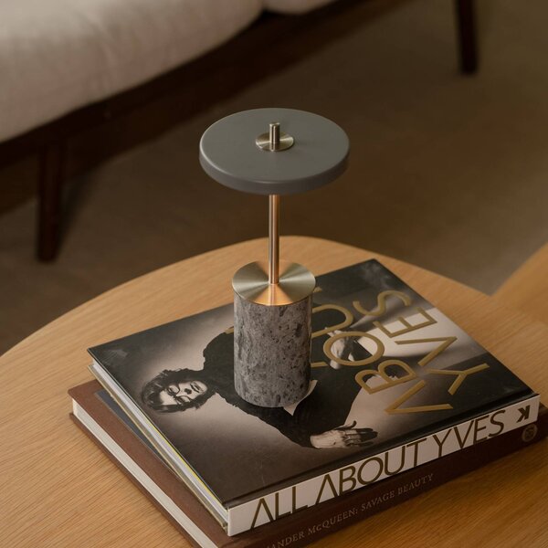 UMAGE Lampa stołowa design Asteria MOVE MINI, możliwość ściemniania, aluminiowy / szary / cynkowy, salon / jadalnia, kamień, design