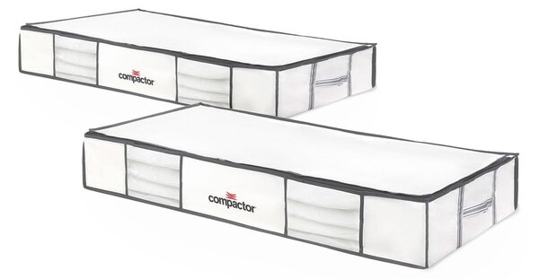 Tekstylno-plastikowe pojemniki próżniowe pod łóżko zestaw 2 szt. 105x45x15,5 cm Life – Compactor