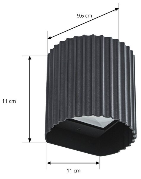 Lindby Kinkiet zewnętrzny LED Ralino, czarny, aluminium, nowoczesny