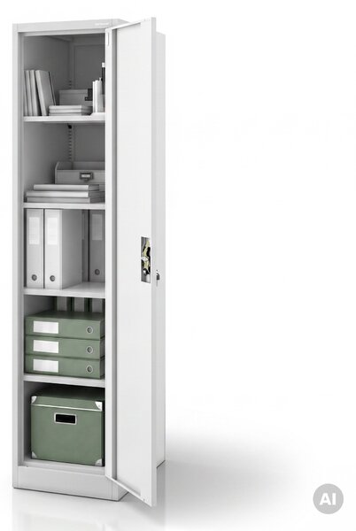 Szafa na akta kartotekowa na klucz szara, 450x1850x600 mm: ALEX D600