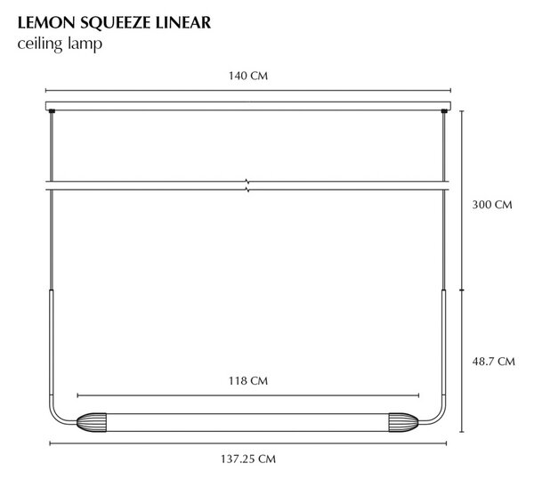 UMAGE Lampa wisząca designerska LEMON SQUEEZE LINEAR, możliwość ściemniania, aluminiowy / szary / cynkowy, salon / jadalnia, metal, design