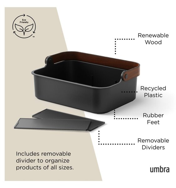 Czarny organizer łazienkowy z plastiku z recyklingu Bellwood – Umbra