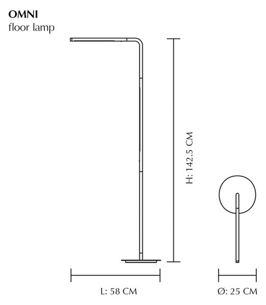 UMAGE Lampa stojąca designerska Omni, możliwość ściemniania, mosiężny / złoty, salon / jadalnia, aluminium, design