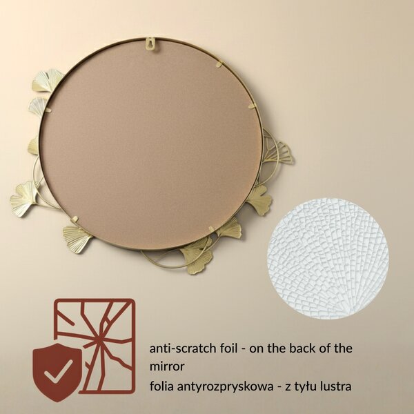 Okrągłe lustro ścienne z ozdobną ramą SOL, Ø 50 cm