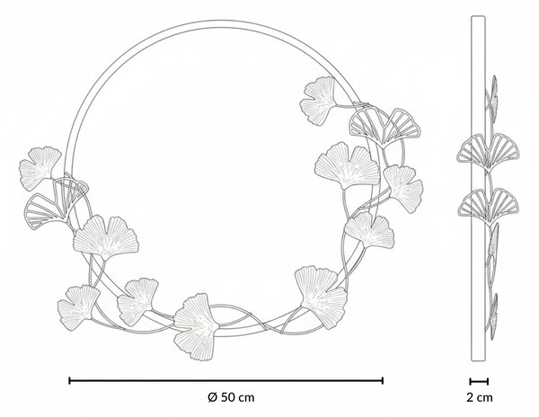 Okrągłe lustro ścienne z ozdobną ramą SOL, Ø 50 cm