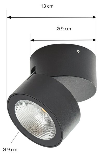 Lindby Reflektor sufitowy LED Nolivar, czarny, Ø 9 cm, IP54 Nolivar, czarny, łazienka, aluminium, nowoczesny