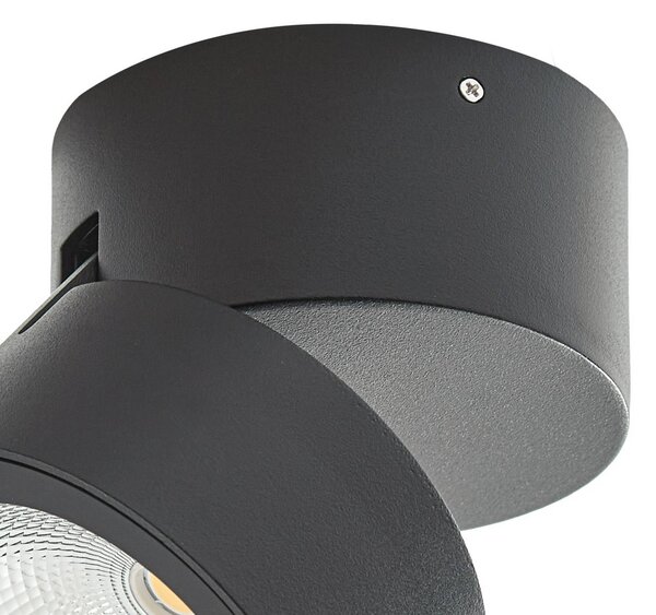 Lindby Reflektor sufitowy LED Nolivar, czarny, Ø 9 cm, IP54 Nolivar, czarny, łazienka, aluminium, nowoczesny