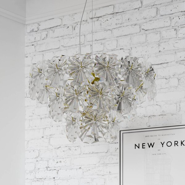 By Rydéns Lampa wisząca kryształowa Lorraine, możliwość ściemniania, przezroczysty / transparentny, salon / jadalnia, metal