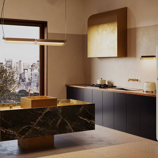 Maytoni Kinkiet LED FLAT, mosiężny / złoty, salon / jadalnia, metal, nowoczesny