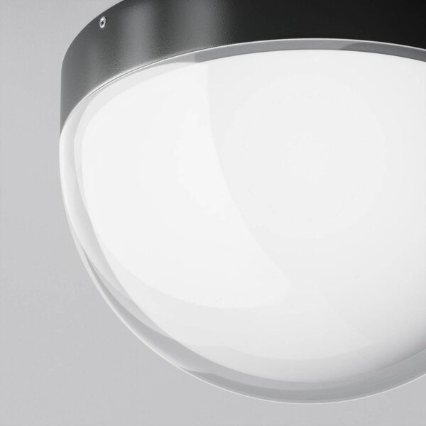 Maytoni lampa sufitowa zewnętrzna LED Mon, grafitowa, Ø 18 cm, IP65, 3000 K Mon, czarny, aluminium, nowoczesny