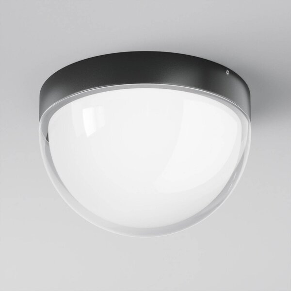 Maytoni lampa sufitowa zewnętrzna LED Mon, grafitowa, Ø 18 cm, IP65, 3000 K Mon, czarny, aluminium, nowoczesny