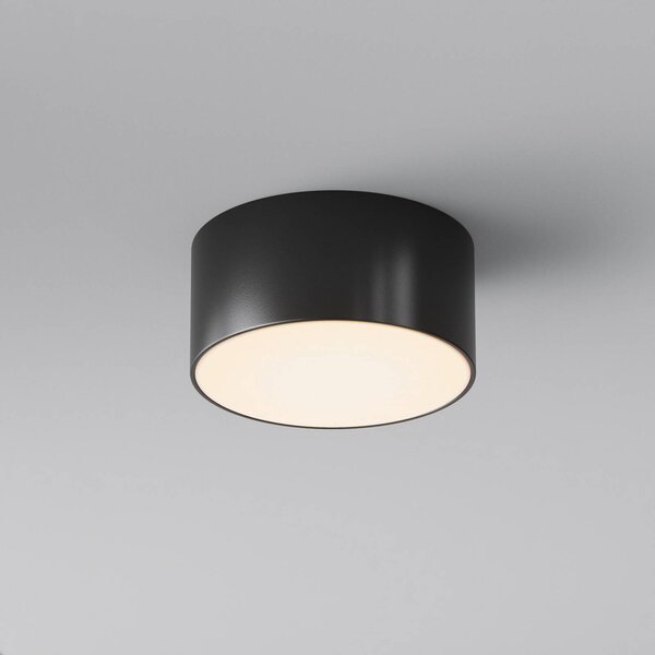 Maytoni Lampa sufitowa zewnętrzna LED Zon, czarna, Ø 12 cm, 3000 K metal Zon, czarny, aluminium, nowoczesny