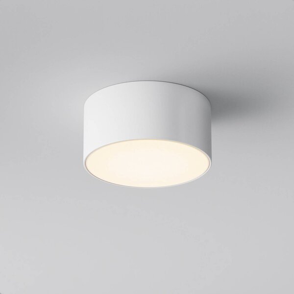 Maytoni Lampa sufitowa zewnętrzna LED Zon, biała, Ø 12 cm, 3000 K, metal Zon, biały / opal, aluminium, nowoczesny