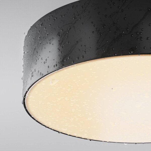 Maytoni Lampa sufitowa zewnętrzna LED Zon, czarna, Ø 22 cm, 3000 K metal Zon, czarny, aluminium, nowoczesny