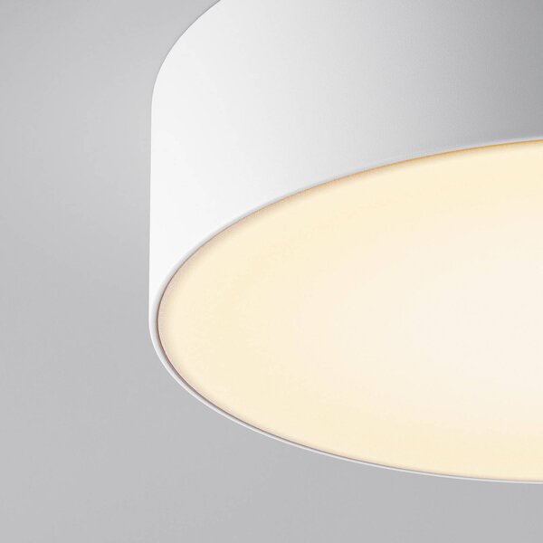 Maytoni Lampa sufitowa zewnętrzna LED Zon, biała, Ø 22 cm, 3000 K, metal Zon, biały / opal, aluminium, nowoczesny