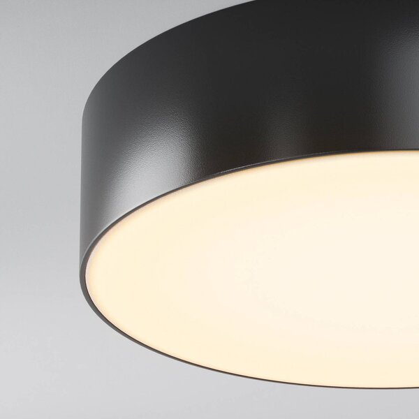 Maytoni Lampa sufitowa zewnętrzna LED Zon, czarna, Ø 22 cm, 3000 K metal Zon, czarny, aluminium, nowoczesny