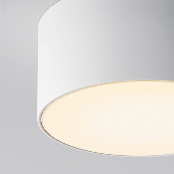 Maytoni Lampa sufitowa zewnętrzna LED Zon, biała, Ø 12 cm, 3000 K, metal Zon, biały / opal, aluminium, nowoczesny