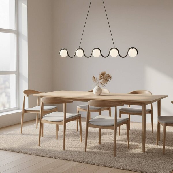 Lampa wisząca szklana Sinus 5 EMIBIG LIGHTING, możliwość ściemniania, czarny, salon / jadalnia, szkło, nowoczesny