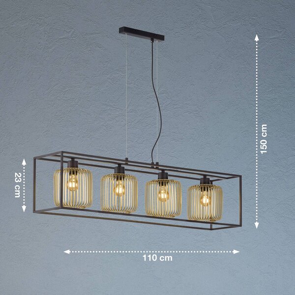 FISCHER & HONSEL Lampa wisząca Caydo, możliwość ściemniania, czarny, salon / jadalnia, metal, nowoczesny