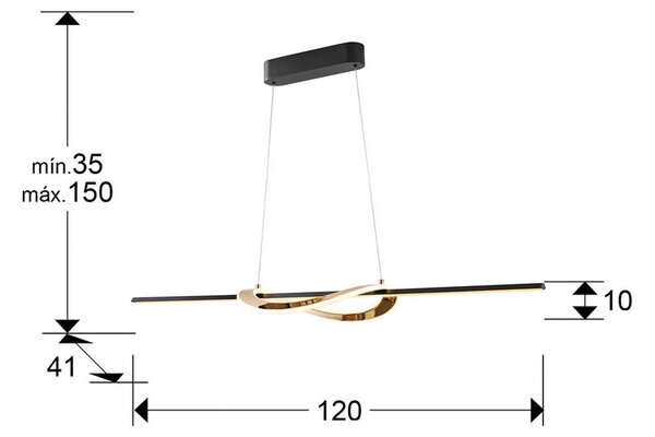 Schuller Valencia Żyrandol LED Enora, czarna/złota, długość 120 cm, CCT możliwość ściemniania, czarny, salon / jadalnia, aluminium, nowoczesny