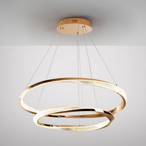 Schuller Valencia Lampa wisząca Orbitas, możliwość ściemniania, mosiężny / złoty, salon / jadalnia, aluminium
