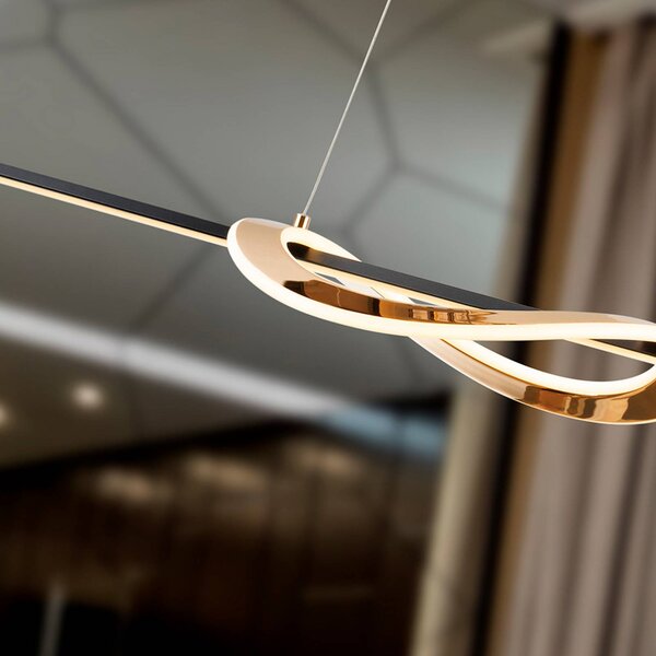 Schuller Valencia Żyrandol LED Enora, czarna/złota, długość 120 cm, CCT możliwość ściemniania, czarny, salon / jadalnia, aluminium, nowoczesny