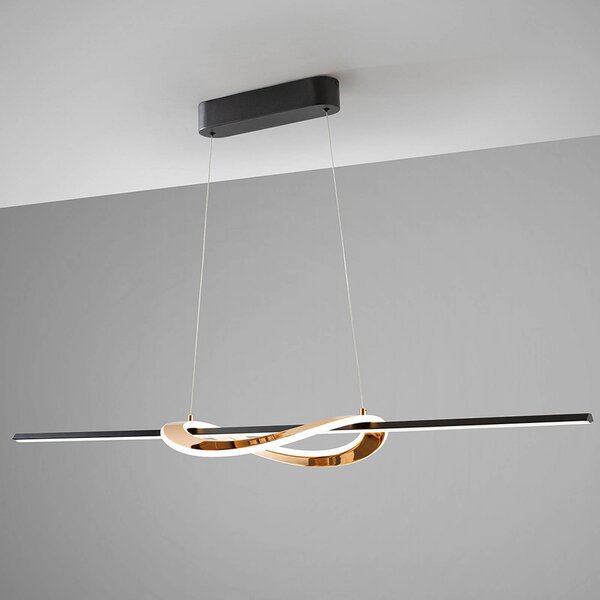 Schuller Valencia Żyrandol LED Enora, czarna/złota, długość 120 cm, CCT możliwość ściemniania, czarny, salon / jadalnia, aluminium, nowoczesny