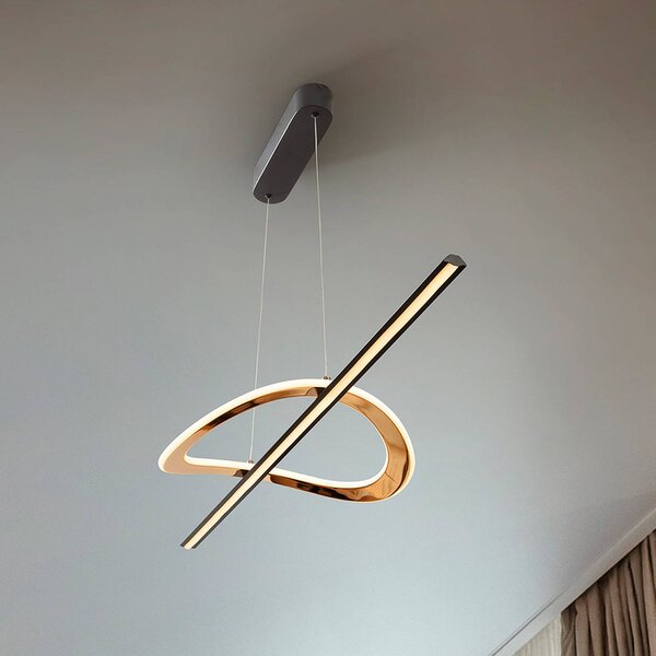 Schuller Valencia Żyrandol LED Enora, czarna/złota, długość 120 cm, CCT możliwość ściemniania, czarny, salon / jadalnia, aluminium, nowoczesny