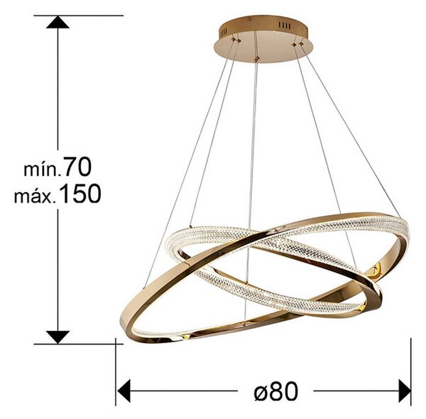 Schuller Valencia Lampa wisząca Orbitas, możliwość ściemniania, mosiężny / złoty, salon / jadalnia, aluminium
