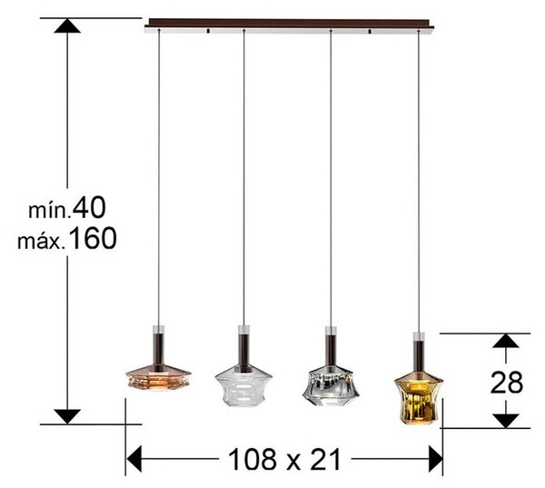 Schuller Valencia Lampa wisząca szklana Scarlett, możliwość ściemniania, multikolor, salon / jadalnia, szkło