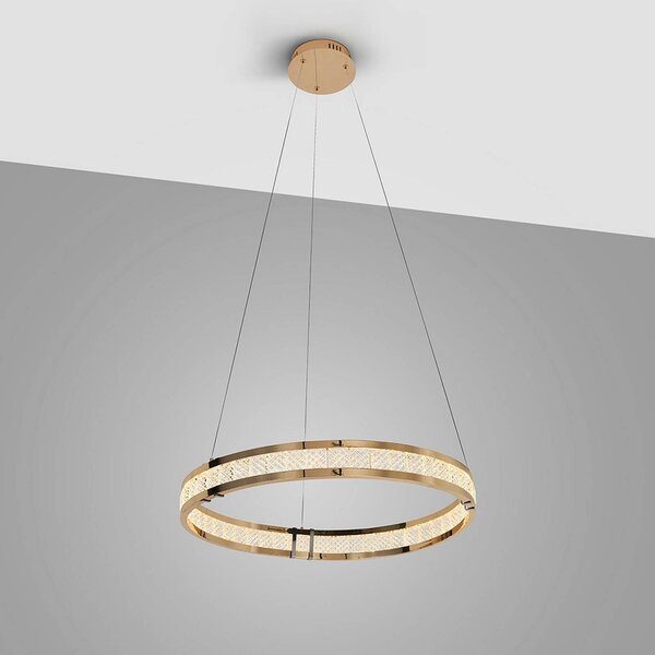 Schuller Valencia Lampa wisząca Lorian, możliwość ściemniania, mosiężny / złoty, salon / jadalnia, aluminium