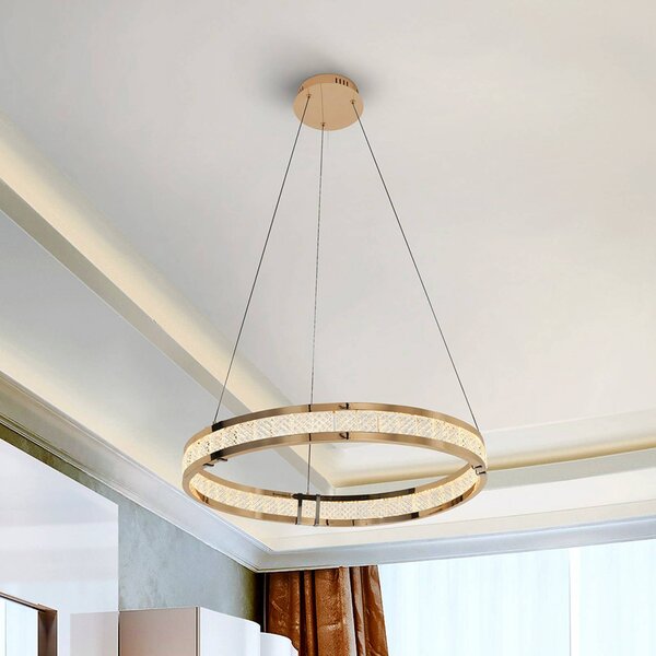 Schuller Valencia Lampa wisząca Lorian, możliwość ściemniania, mosiężny / złoty, salon / jadalnia, aluminium