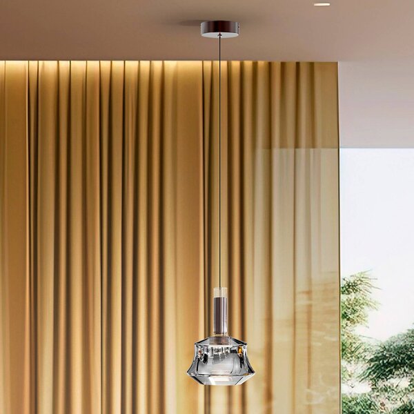 Schuller Valencia Lampa wisząca szklana Scarlett, możliwość ściemniania, chromowy / srebrny, salon / jadalnia, szkło