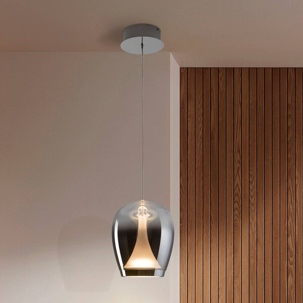 Schuller Valencia Lampa wisząca szklana Suspiro, aluminiowy / szary / cynkowy, salon / jadalnia, szkło