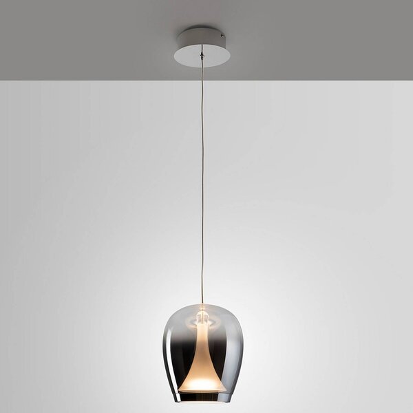Schuller Valencia Lampa wisząca szklana Suspiro, aluminiowy / szary / cynkowy, salon / jadalnia, szkło