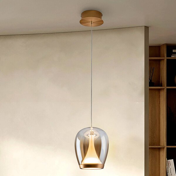 Schuller Valencia Lampa wisząca szklana Suspiro, kremowy / amber, salon / jadalnia, szkło