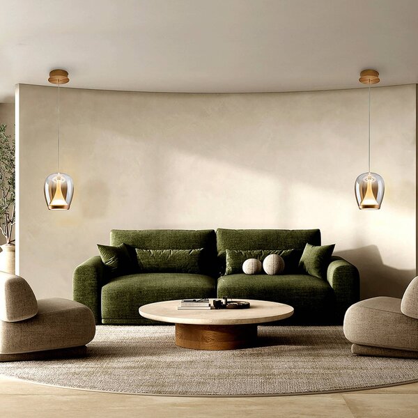 Schuller Valencia Lampa wisząca szklana Suspiro, kremowy / amber, salon / jadalnia, szkło