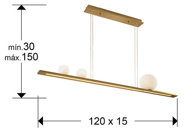 Schuller Valencia Lampa wisząca Mila, możliwość ściemniania, mosiężny / złoty, salon / jadalnia, aluminium, nowoczesny