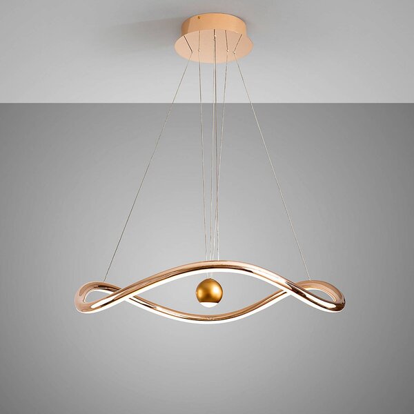 Schuller Valencia Inteligentna lampa wisząca LED Romina, Ø 78 cm, złoty metal CCT możliwość ściemniania, mosiężny / złoty, salon / jadalnia, aluminium