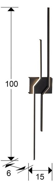 Schuller Valencia Kinkiet LED Zig Zag, czarny, salon / jadalnia, aluminium, nowoczesny