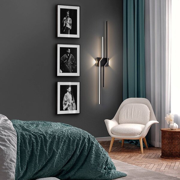 Schuller Valencia Kinkiet LED Zig Zag, czarny, salon / jadalnia, aluminium, nowoczesny