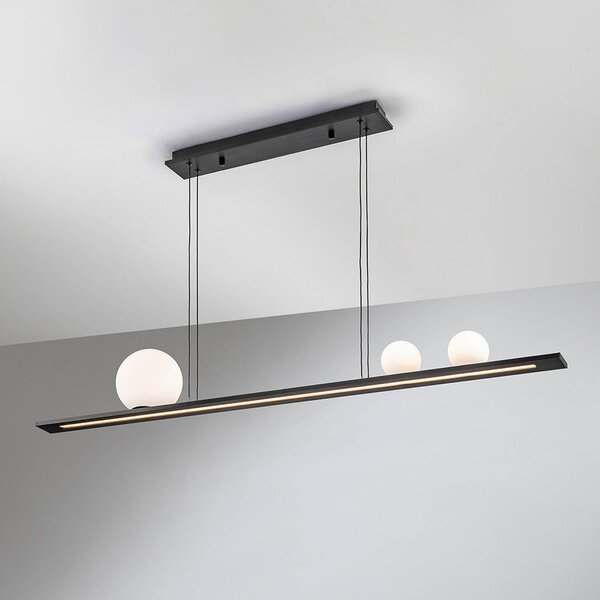 Schuller Valencia Lampa wisząca Mila, możliwość ściemniania, czarny, salon / jadalnia, aluminium, nowoczesny