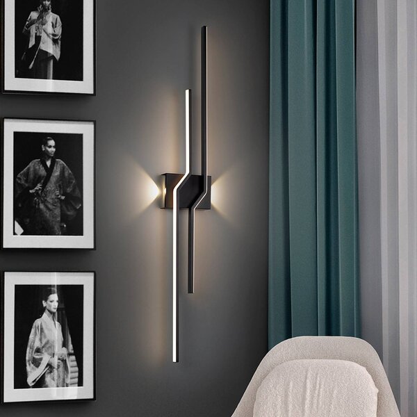 Schuller Valencia Kinkiet LED Zig Zag, czarny, salon / jadalnia, aluminium, nowoczesny