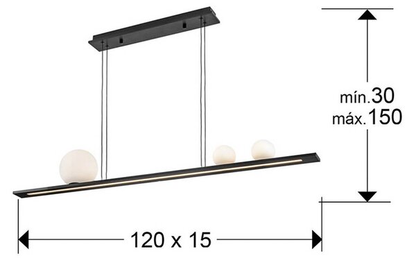 Schuller Valencia Lampa wisząca Mila, możliwość ściemniania, czarny, salon / jadalnia, aluminium, nowoczesny