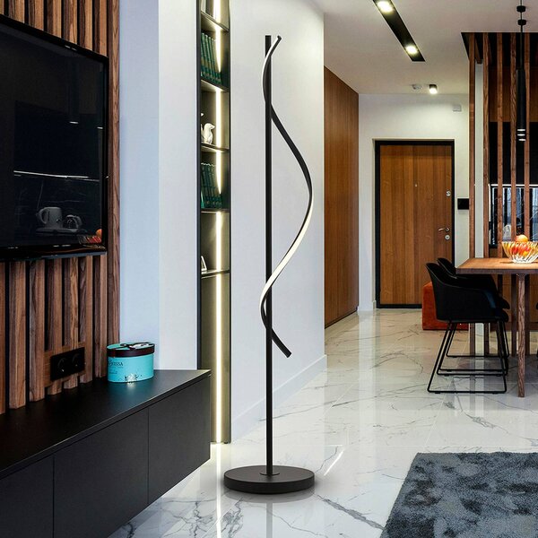 Schuller Valencia Lampa stojąca LED Boa, czarny, salon / jadalnia, aluminium, nowoczesny