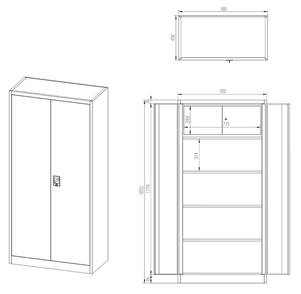 Dwudrzwiowa szafa aktowa z sejfem Eco Design Tomasz, 90x45x185 cm, antracyt/orzech