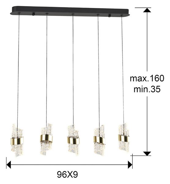 Schuller Valencia Lampa wisząca Iliada, możliwość ściemniania, czarny, salon / jadalnia, metal